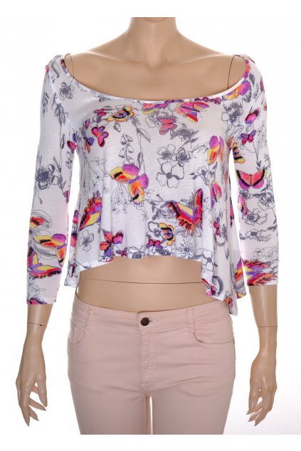 Halenka tričko NewLook vel. S bílé s barevnými motýly