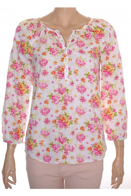 Halenka H&M  vel. XS/158 12/13let plátěná bílá s květinami