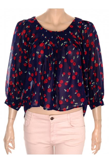 Halenka Select modrá s červeným vzorkem třešní vel S/M