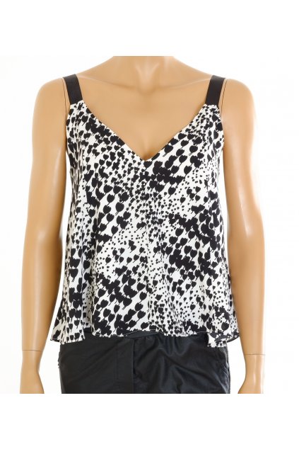 Halenka Zara bílá s černým vzorkem na černá ramínka vel XS/S