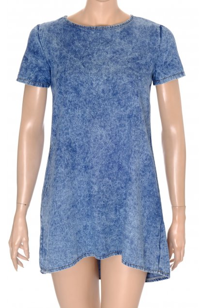 Šaty Made in Italy slabá riflovina s kapsami a mašli vel S