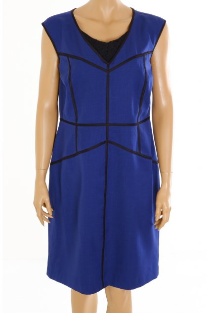 Šaty modré s černým lemováním a krajkou vel. M - L