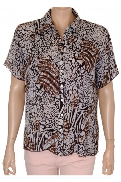 Halenka Bella Moda hnědá s béžovým vzorkem propínací vel L-XL