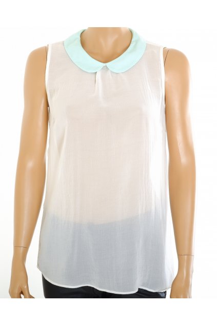 Halenka F&F bílá se zeleným límečkem vel S/M