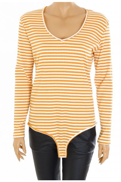 Tričko Jean Pascale body bílé se žlutým proužkem vel. XL