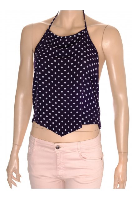 Halenka Nobody s Child černá s bílými puntíky s páskem kolem krku vzadu na svázání vel L