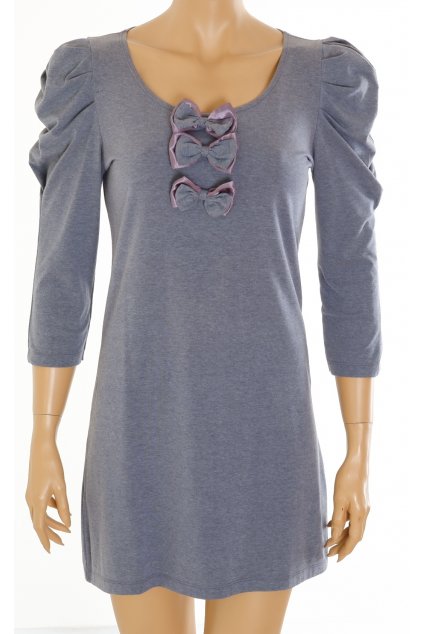 Šaty Moon Collection šedé s mašličkami vel. S - M