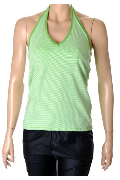 Tričko  Atmosphere zelená s bílým proužkem ramínka kolem krku vel L