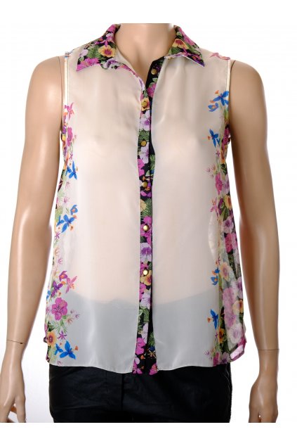 Halenka Atmosphere bílo černá s barevnými kvítky vel S