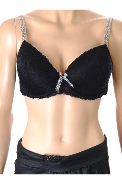 Podprsenka Janina černá krajková světlá ramínka push up s kosticemi vel 85 C