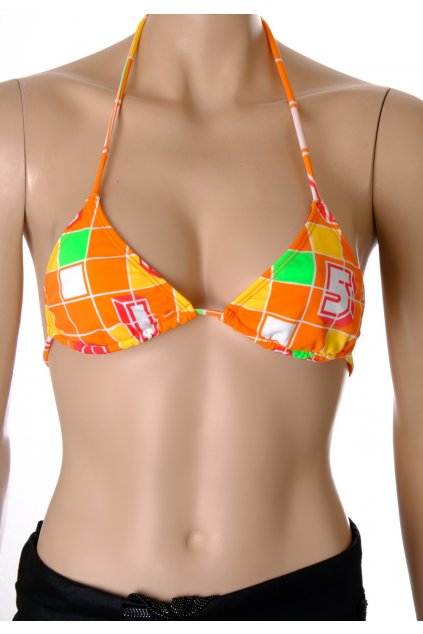 Plavky bikiny vrchní díl oranžové barevné geometrické vzory vel XS