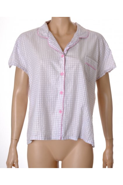 Pyžamo horní díl Secret vel. XL pruhované světlé bílé stříbrná nit