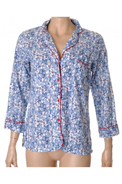 Pyžamo horní díl Cottonreal vel. S/M modré květované