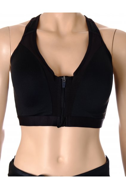 Podprsenka černá vpředu zip slabé vycpávky s kosticemi vel 85 D