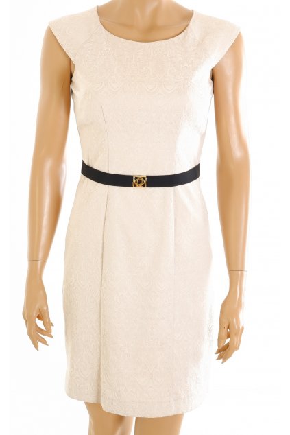 Šaty B&B béžové s krajkovým plastickým vzorem vel. 36 / S