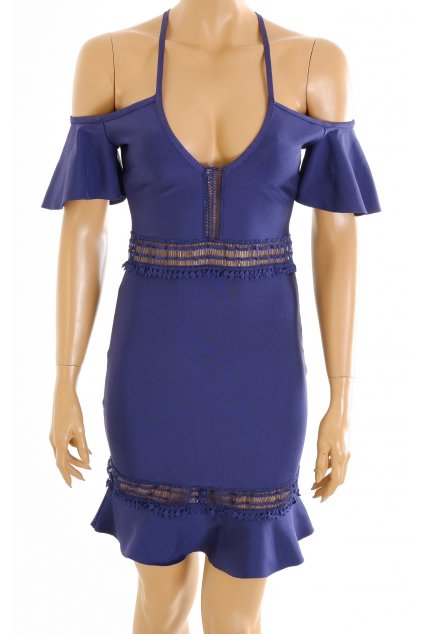 Šaty Missguided modré s krajkou a volánky vel. XS VADA