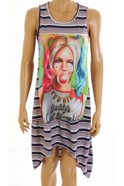 Šaty Mde in Italy pruhované s obrázkem vel. S vada