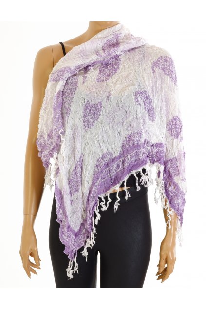 Šátek bílo fialový vzorovaný