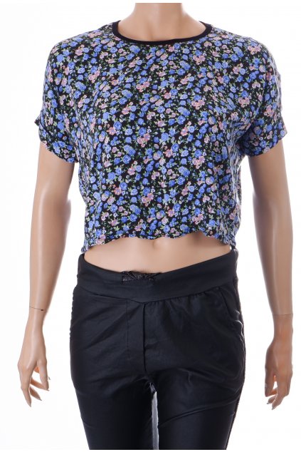 Halenka Select černá s modro růžovými kvítky vel S