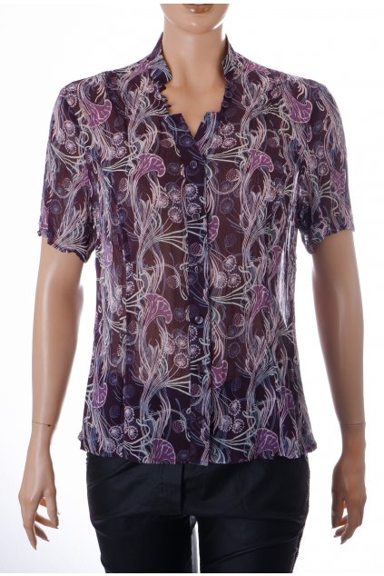 Halenka Bianca černá průsvitná propínací s barevným vzorem vel M/L