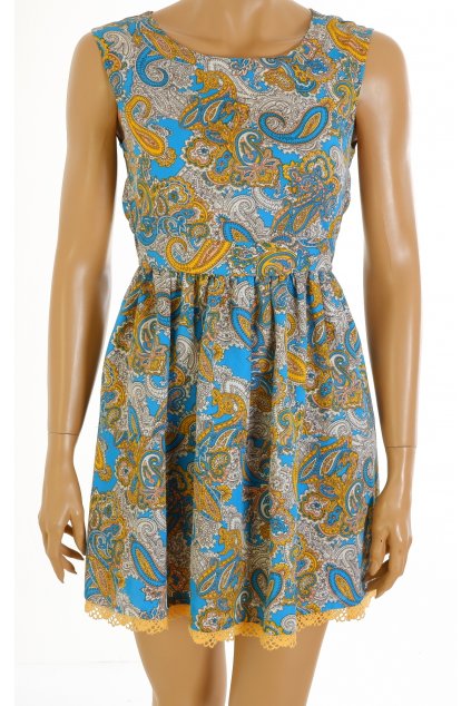 Šaty H&M barevné vzorované žluto modré vel. 36 / S
