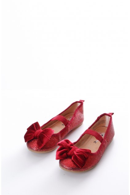 Boty dívčí baleríny H&M červené leské s mašlí vel 26 stélka 16,5cm