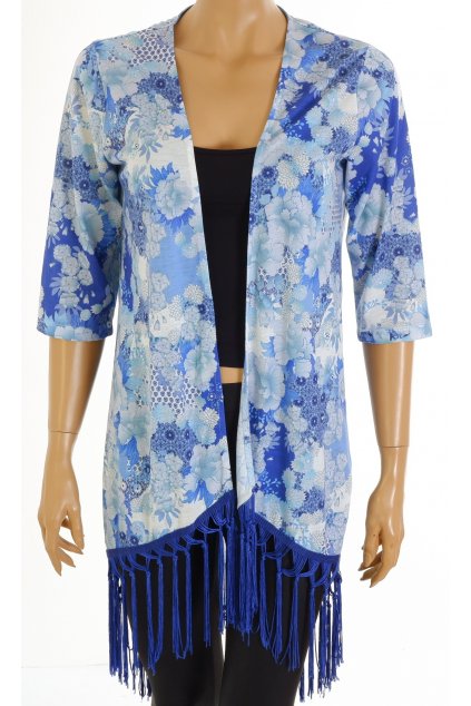 Svetr Dorothy Perkins modrý vzorovaný se střapci vel. M