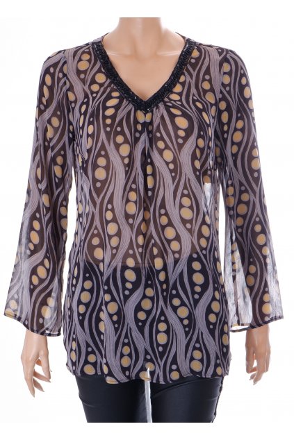 Halenka lehká tunika Gerry Weber barevný vzor výstřih do V s perliček vel M