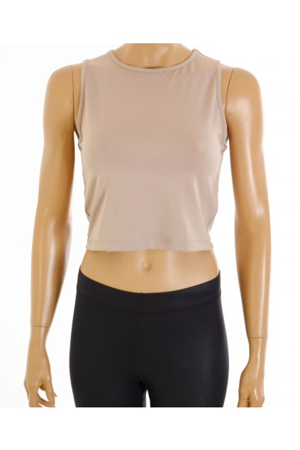 Tričko Crivit sportovní béžové crop top vel. S