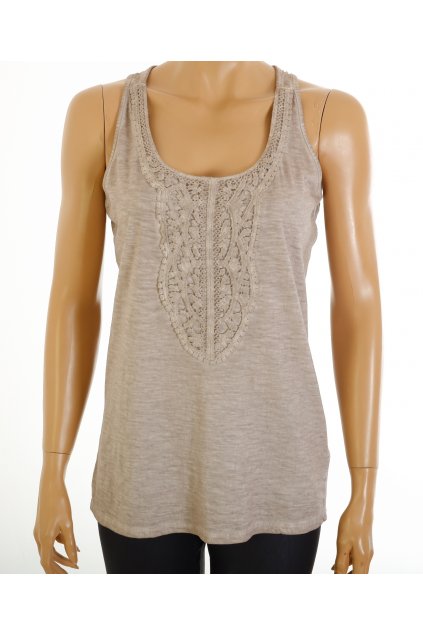 Tričko top hnědé s krajkou vel. M