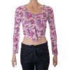 Tričko crop top Boohoo bílá s barevnými ornamenty vel  S/M