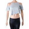 Tričko Primark světle zelené květované crop top vel. S