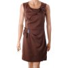 Šaty Fyionas hnědé do studena s koženkovými detaily a mašličkami vel. M / 40