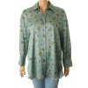 Halenka Zara košile lesklá zelená s obrázky oversize vel. XS - S - M