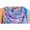 Šátek modro fialový s tyrkysovým vzorem