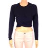 Tričko H&M černý crop top s proužkovaným vzorem vel. M/L
