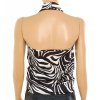 Halenka Orsay bílo černý vzor zebry bez ramínek kolem krku vel S