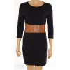 Šaty Bonprix černé s koženkovým pruhem u pasu vel. 38 / S