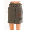 Sukně Desigual khaki zelená na zip hnědé lemování a přezky s výšivkou vel. XS - S / 34