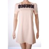 Šaty Paper Dolls béžové zdobené černou krajkou vel S
