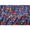 Šaty barevné s modrými a oranžovými květy vel. M - L