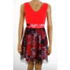 Šaty Made in Italy červené s květovanou sukní vel. S