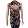 Halenka Atmosphere černá s barevnými exotickými květy propínací výstřih na zádech vel XS/S