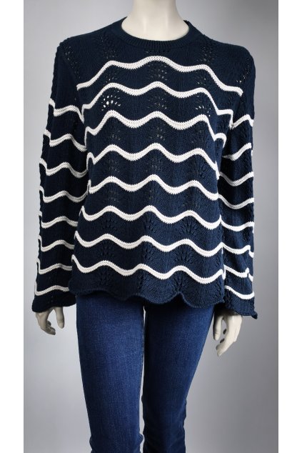 Modro-biely sveter PIOMBO s vlnovým vzorom spredu