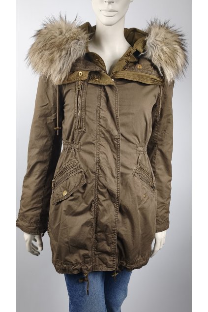 Dámska parka ZARA s odoberateľnou vložkou v olivovej farbe