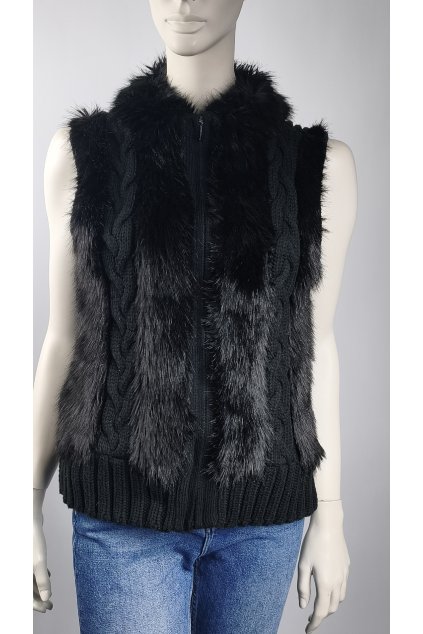 Čierna vesta s umelou kožušinou značky REDAL