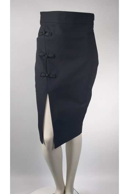 Čierna sukňa ZARA s ozdobnými uzlami a rozparkom, veľkosť XS