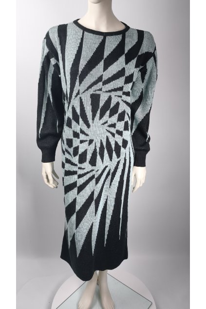 Čierno-svetlomodré geometrické šaty BAYER