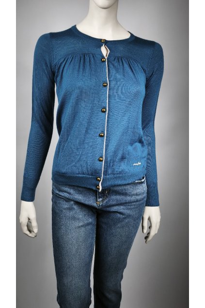 Modrý sveter AMY GEE s ozdobnými gombíkmi