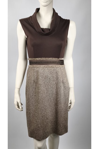 Elegantné šaty Sandra Darren s cowl golierom v zemitých odtieňoch